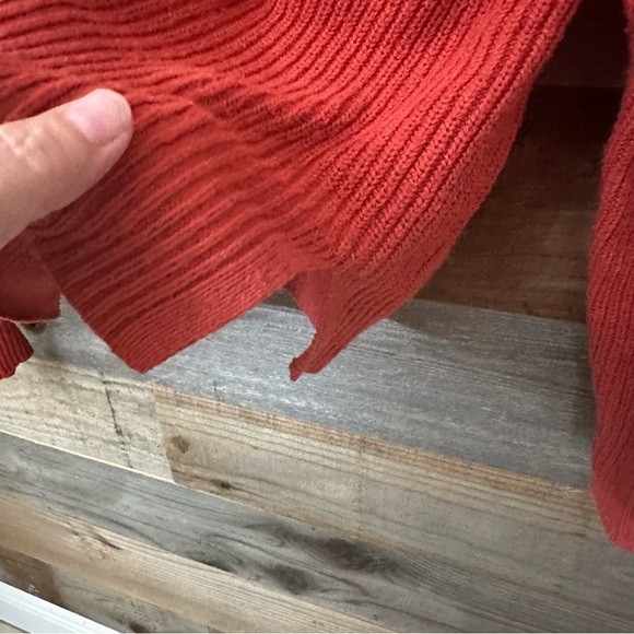 MADEWELL Patch Pocket Pullover Knit Cropped Sweater Dark Orange Red Rust Size M - Picture 6 of 8